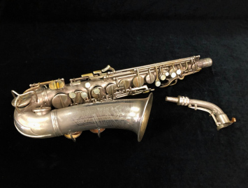 Vintage Conn Art Decco 'Transitional' Alto Sax in Original Silver Plate, Serial #247074